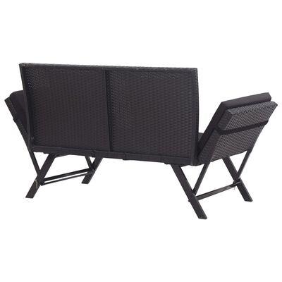 vidaXL Banc de jardin avec coussins 176 cm Noir Résine tressée