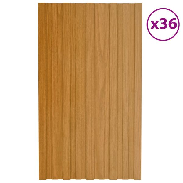 vidaXL Panneaux de toiture 36 pcs acier galvanis&eacute; naturel 80x45 cm