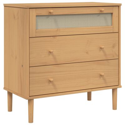 vidaXL Commode SENJA aspect de rotin marron bois de pin solide