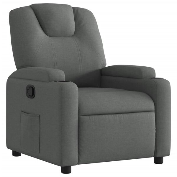 vidaXL Fauteuil inclinable en tissu gris fonc&eacute;