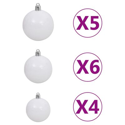 vidaXL Arbre de Noël artificiel pré-éclairé et boules blanc 150 cm PVC