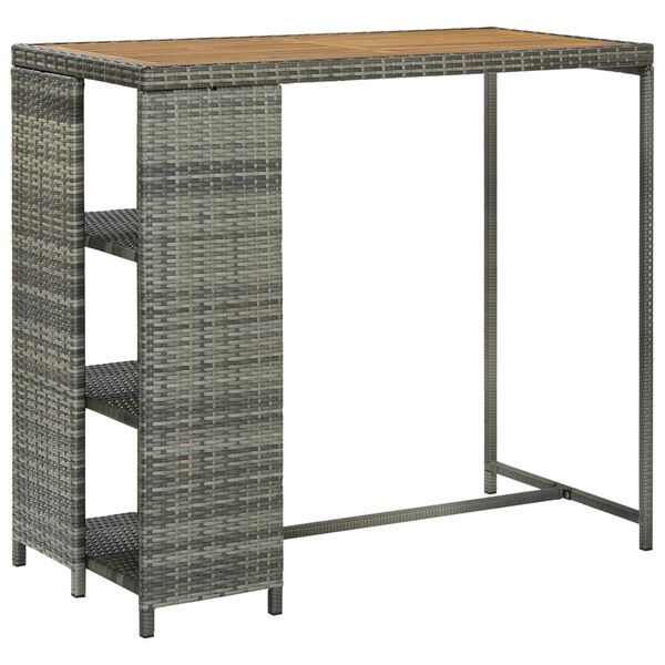 vidaXL Table de bar avec rangement Gris 120x60x110 cm R&eacute;sine tress&eacute;e