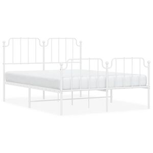 vidaXL Cadre de lit m&eacute;tal sans matelas et pied de lit blanc 150x200 cm