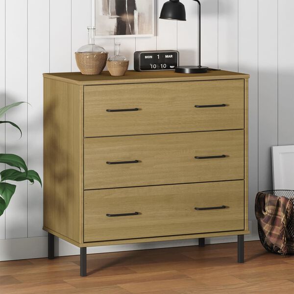 vidaXL Buffet avec 3 tiroirs Marron 77x40x79,5 cm Bois massif OSLO