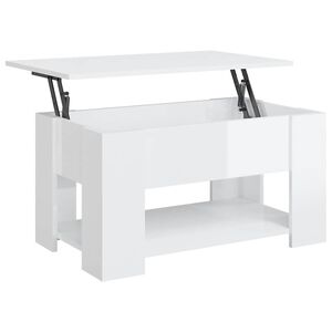 vidaXL Table basse blanc brillant 79x49x41 cm bois d'ing&eacute;nierie