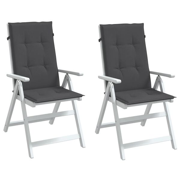 vidaXL Coussins de chaise &agrave; dossier haut lot de 2 anthracite m&eacute;lang&eacute;