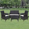 vidaXL Salon de jardin 4 pcs avec coussins R&eacute;sine tress&eacute;e Noir