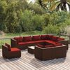 vidaXL Salon de jardin 10 pcs avec coussins R&eacute;sine tress&eacute;e Marron