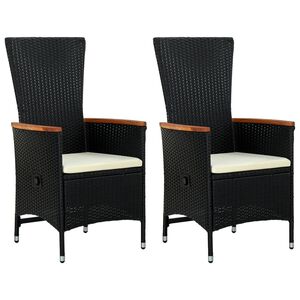 vidaXL Chaises d'ext&eacute;rieur lot de 2 avec coussins R&eacute;sine tress&eacute;e Noir
