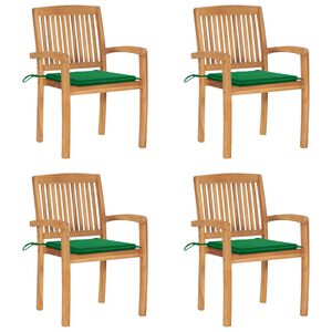 vidaXL Chaises de jardin empilables avec coussins lot de 4 Teck solide
