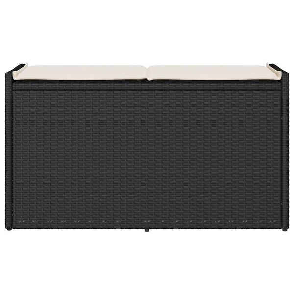 vidaXL Banc de rangement extérieur coussin noir 100 cm résine tressée
