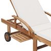 vidaXL Chaises longues avec coussins 2 pcs Bois de teck solide Crème
