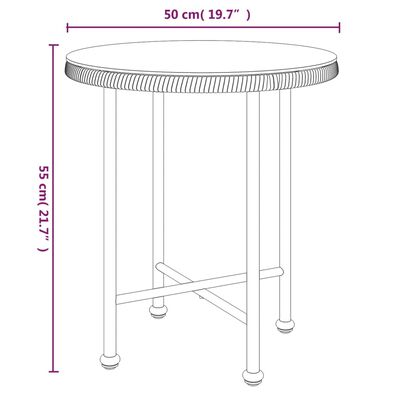 vidaXL Table de salle à manger Ø50 cm Verre trempé et acier