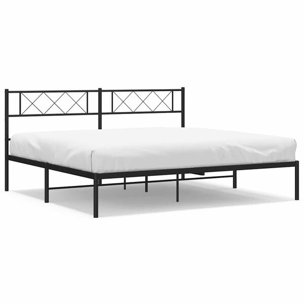 vidaXL Cadre de lit métal sans matelas avec tête de lit noir 183x213cm