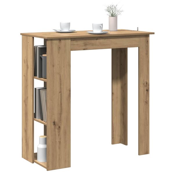 vidaXL Table de bar avec étagère chêne artisanal bois d'ingénierie