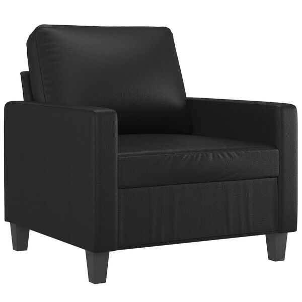 vidaXL Fauteuil avec repose-pied Noir 60 cm Similicuir