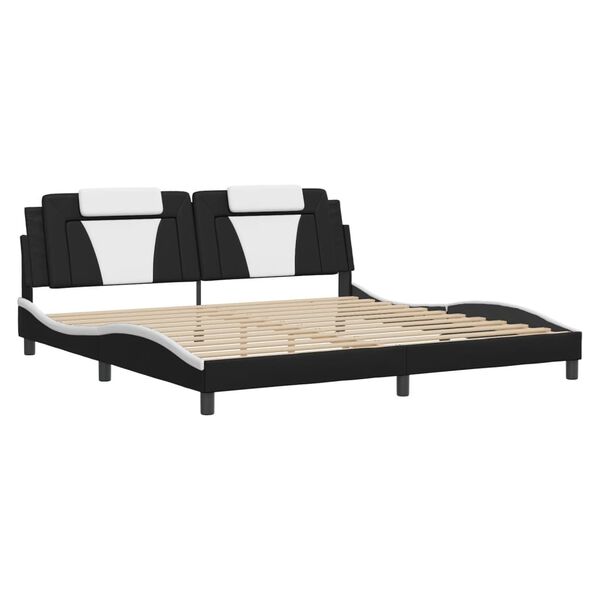 vidaXL Cadre de lit Viana avec LED sans matelas noir blanc 193x203 cm