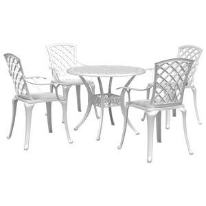 vidaXL Ensemble à manger de jardin 5 pcs blanc aluminium coulé