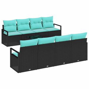 vidaXL Ensemble de Canap&eacute;s 9 pcs Noir et turquoise polyrotin