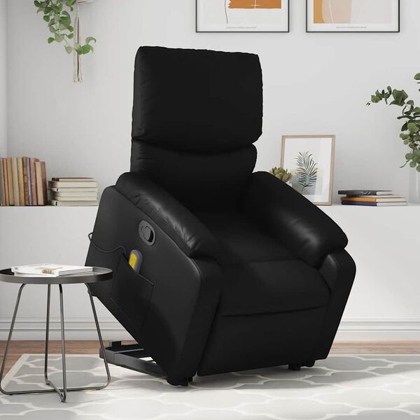vidaXL Fauteuil inclinable de massage noir similicuir