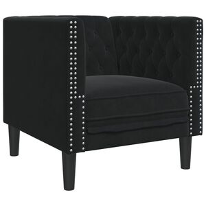 vidaXL Fauteuil Chesterfield noir velours