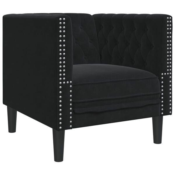 vidaXL Fauteuil Chesterfield noir velours