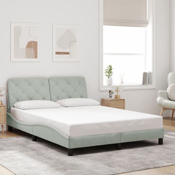 vidaXL Cadre de lit sans matelas gris clair 137x190 cm velours