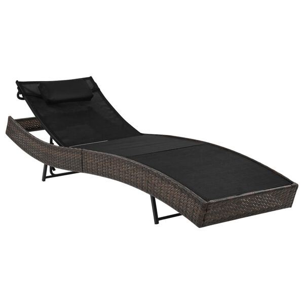 vidaXL Chaise longue avec oreiller R&eacute;sine tress&eacute;e Marron