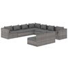 vidaXL Salon de jardin 9 pcs avec coussins Gris R&eacute;sine tress&eacute;e