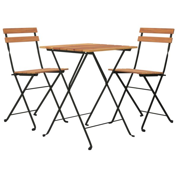 vidaXL Ensemble de bistro pliable 3 pcs Bois de teck massif et acier