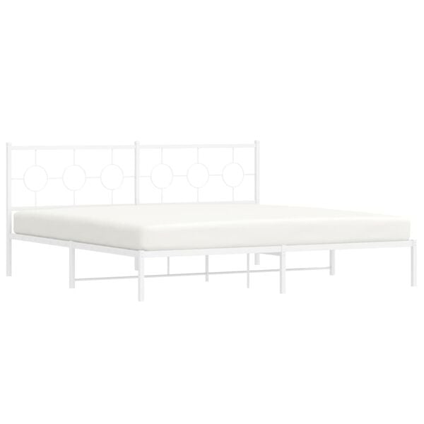 vidaXL Cadre de lit m&eacute;tal sans matelas et t&ecirc;te de lit blanc 193x203 cm