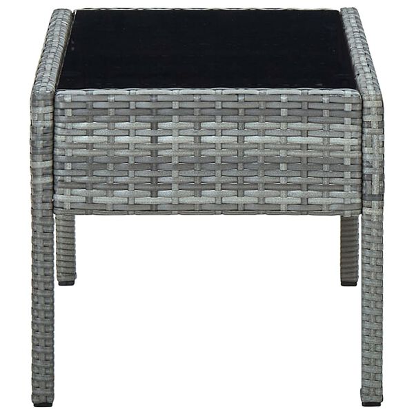 vidaXL Table de jardin Gris 75x40x37 cm R&eacute;sine tress&eacute;e