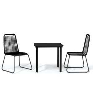 vidaXL Ensemble à manger de jardin 3 pcs Noir