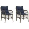vidaXL Chaises de jardin avec coussins lot de 2 gris r&eacute;sine tress&eacute;e