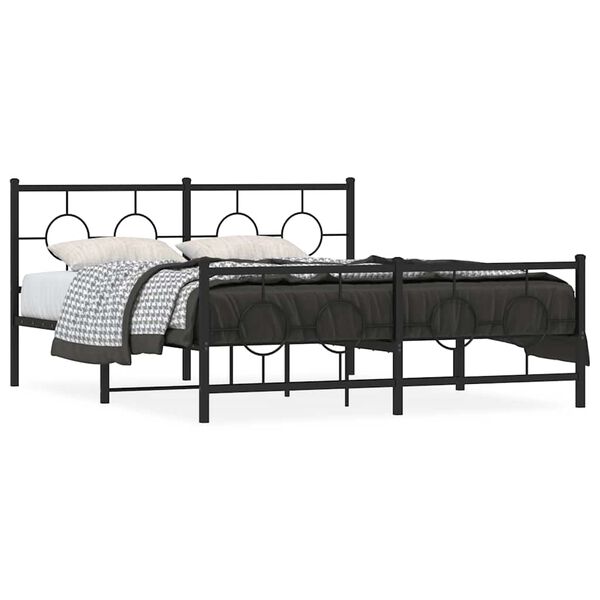 vidaXL Cadre de lit m&eacute;tal sans matelas avec pied de lit noir 150x200cm