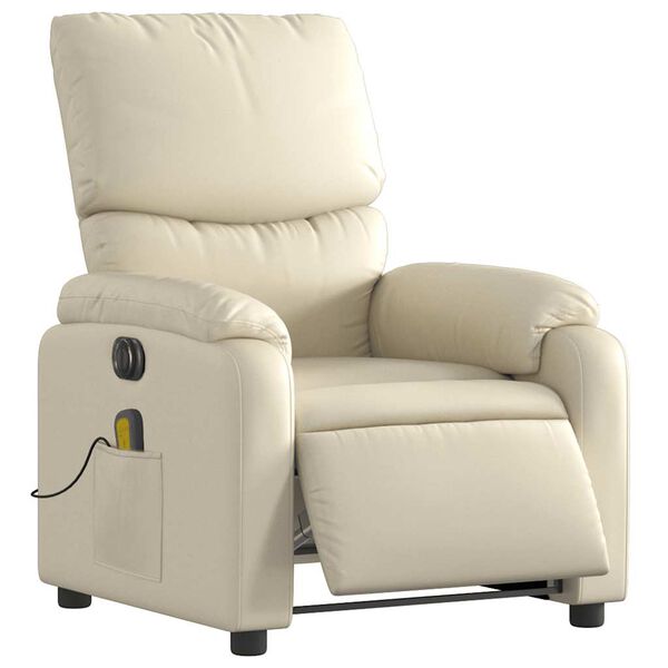 vidaXL Fauteuil inclinable de massage électrique crème similicuir