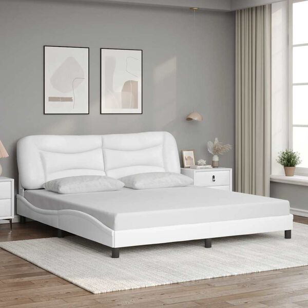 vidaXL Cadre de lit sans matelas Hvar blanc 183x213 cm similicuir