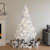 vidaXL Sapin de No&euml;l artificiel pr&eacute;-&eacute;clair&eacute; moiti&eacute;/support blanc 180cm