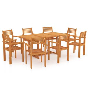 vidaXL Ensemble à manger de jardin 9 pcs Bois de teck massif