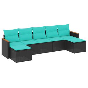 vidaXL Salon de jardin 7 pcs avec coussins noir r&eacute;sine tress&eacute;e