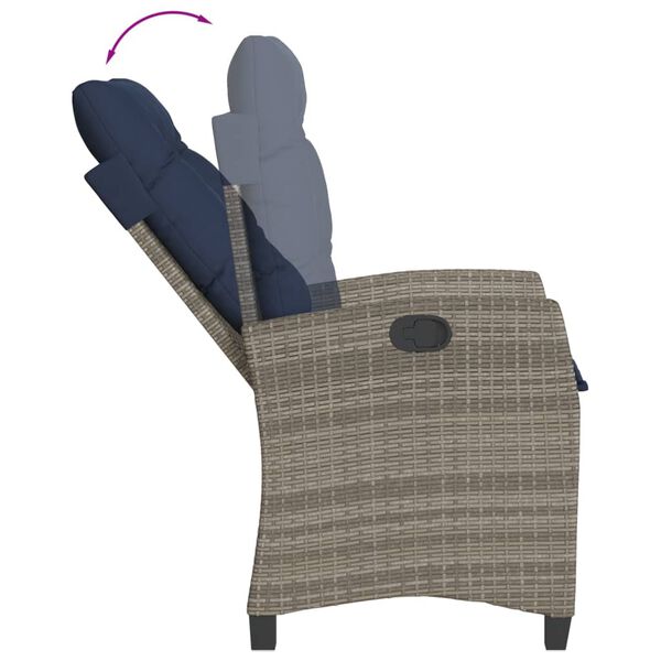 vidaXL Ensemble &agrave; manger de jardin 3 pcs coussins gris r&eacute;sine tress&eacute;e
