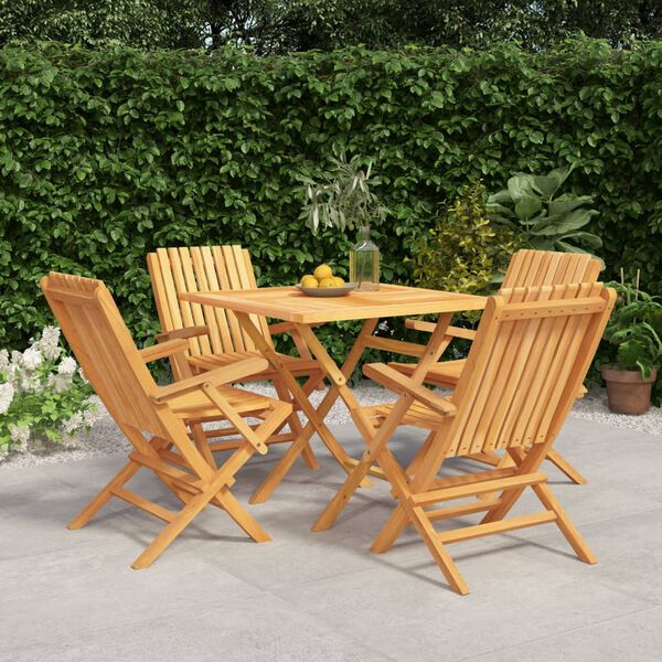 vidaXL Ensemble &agrave; manger de jardin 5 pcs Bois de teck massif