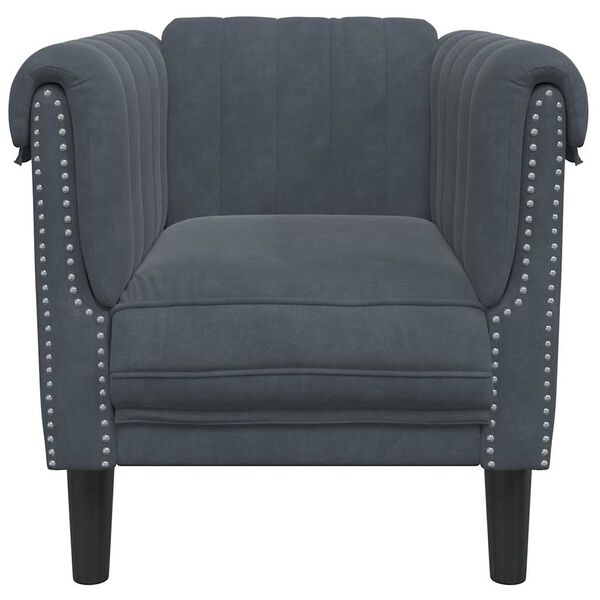 vidaXL Fauteuil gris foncé velours