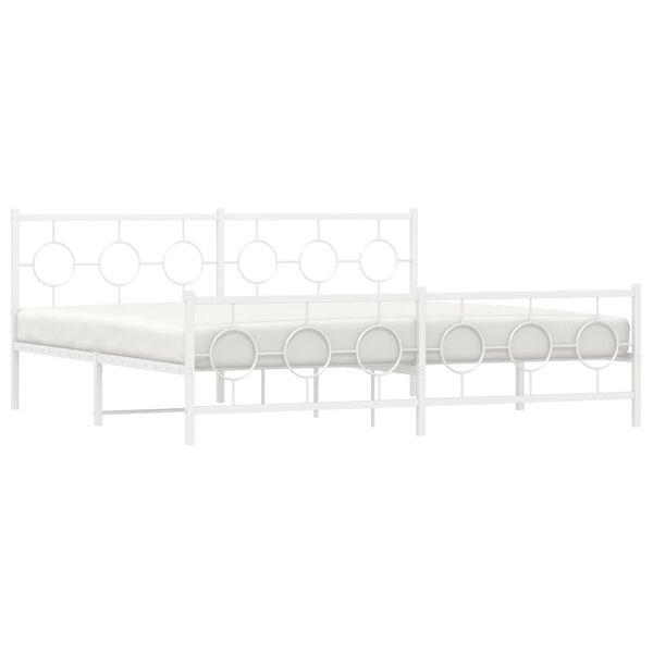 vidaXL Cadre de lit m&eacute;tal sans matelas et pied de lit blanc 193x203 cm