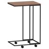 vidaXL Table d'appoint avec roues Noir 40x30x63,5 cm Bois d'ing&eacute;nierie