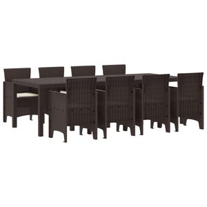 vidaXL Ensemble de salle &agrave; manger pour jardin 9 pcs Marron Rattan Polt