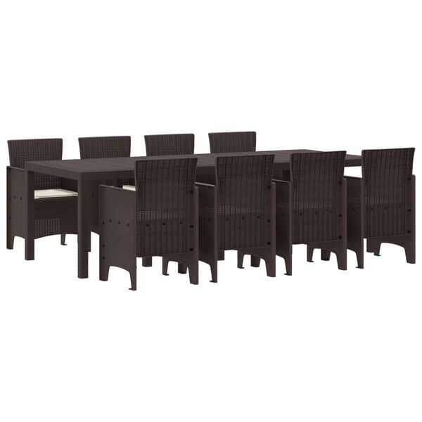 vidaXL Ensemble de salle &agrave; manger pour jardin 9 pcs Marron Rattan Polt