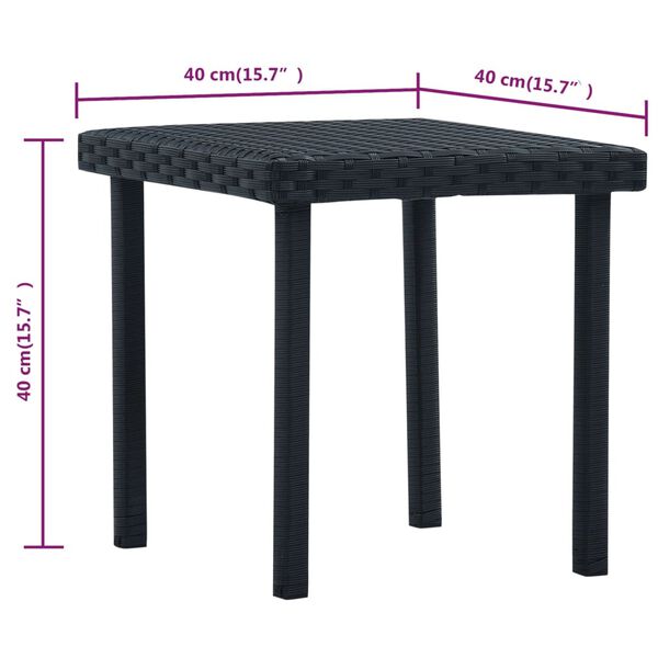 vidaXL Table &agrave; th&eacute; de jardin Noir 40x40x40 cm R&eacute;sine tress&eacute;e