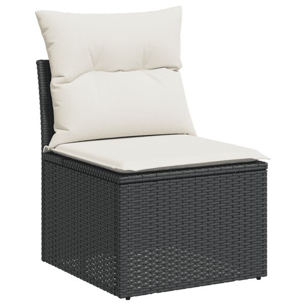 vidaXL Salon de jardin 7 pcs avec coussins noir r&eacute;sine tress&eacute;e