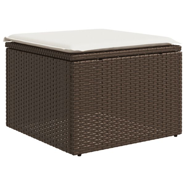 vidaXL Salon de jardin avec coussins 12 pcs marron résine tressée